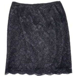 Willi Smith Black Lace Floral Overlay A-Line Skirt Size 2 Dark Romantic